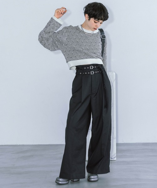 PAGEBOY（ページボーイ）の「クロスケーブルショートプルオーバー（ニット/セーター・レディース・ブラック/パープル/オフホワイト・FREE）」の7枚目の写真