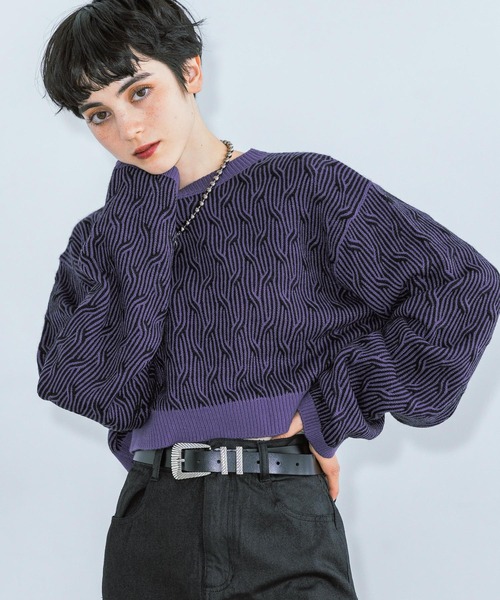 PAGEBOY（ページボーイ）の「クロスケーブルショートプルオーバー（ニット/セーター・レディース・ブラック/パープル/オフホワイト・FREE）」の18枚目の写真