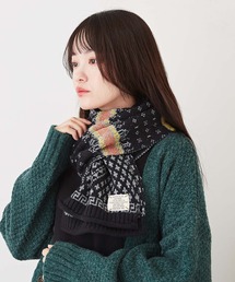 洗えるニット切替ジャガードマフラー