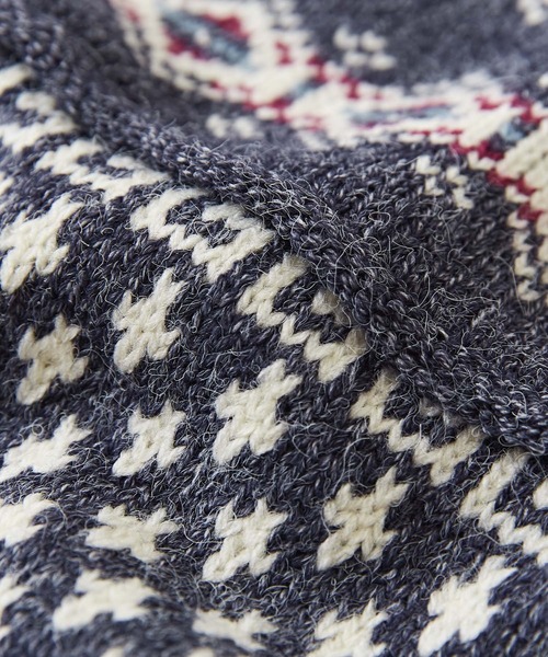 CUBE SUGAR（キューブシュガー）の「洗えるニット切替ジャガードマフラー（マフラー・レディース・ブラック/トップグレー/ネイビー・M）」の10枚目の写真