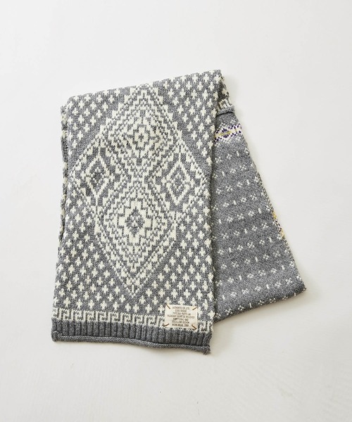 CUBE SUGAR（キューブシュガー）の「洗えるニット切替ジャガードマフラー（マフラー・レディース・ブラック/トップグレー/ネイビー・M）」の13枚目の写真