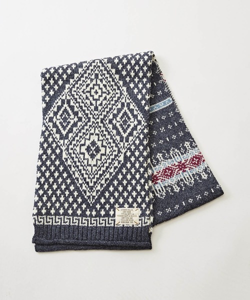 CUBE SUGAR（キューブシュガー）の「洗えるニット切替ジャガードマフラー（マフラー・レディース・ブラック/トップグレー/ネイビー・M）」の15枚目の写真
