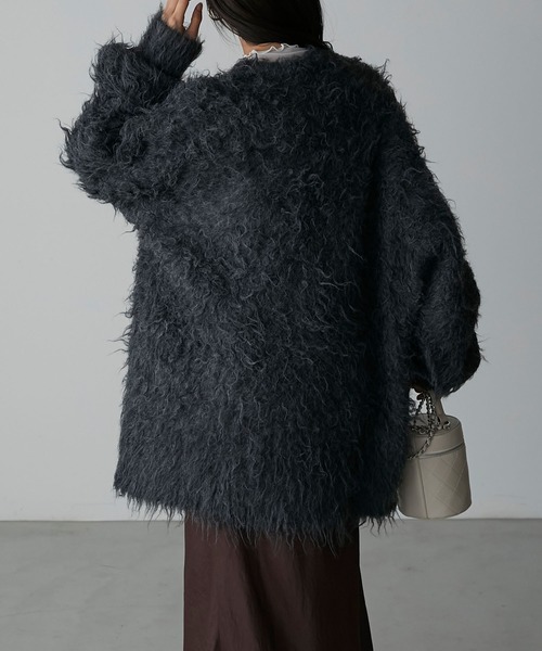 Anss.me（アンスミー）の「【Anss.me】シャギーニットVネックビッグカーディガン（カーディガン/ボレロ・レディース・キャメル/アイボリー/チャコール・FREE）」の12枚目の写真