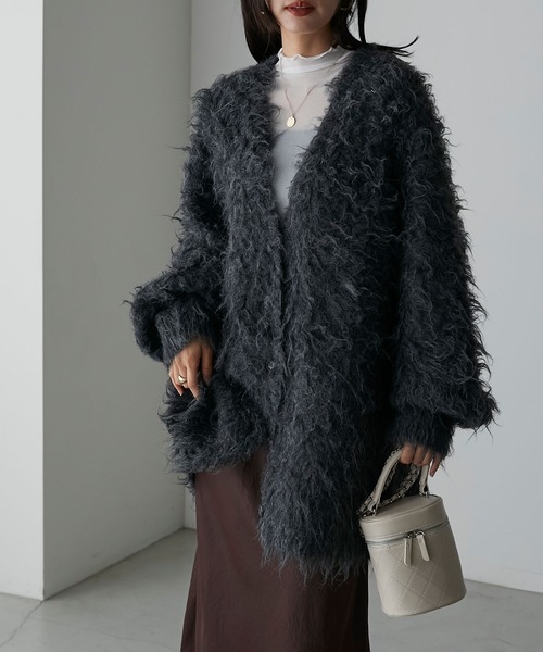 Anss.me（アンスミー）の「【Anss.me】シャギーニットVネックビッグカーディガン（カーディガン/ボレロ・レディース・キャメル/アイボリー/チャコール・FREE）」の13枚目の写真