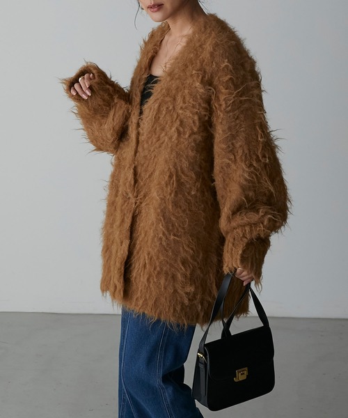 Anss.me（アンスミー）の「【Anss.me】シャギーニットVネックビッグカーディガン（カーディガン/ボレロ・レディース・キャメル/アイボリー/チャコール・FREE）」の18枚目の写真