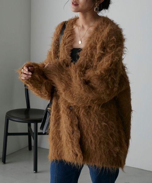 Anss.me（アンスミー）の「【Anss.me】シャギーニットVネックビッグカーディガン（カーディガン/ボレロ・レディース・キャメル/アイボリー/チャコール・FREE）」の20枚目の写真