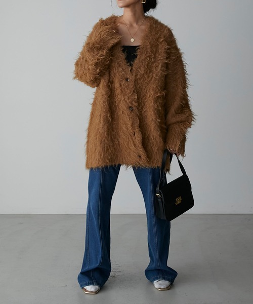 Anss.me（アンスミー）の「【Anss.me】シャギーニットVネックビッグカーディガン（カーディガン/ボレロ・レディース・キャメル/アイボリー/チャコール・FREE）」の21枚目の写真