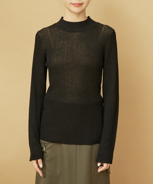 ハイネックラメシアーニット