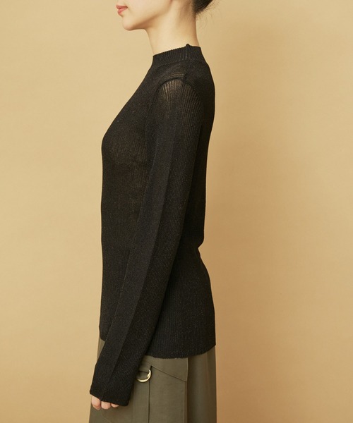 ハイネックラメシアーニット