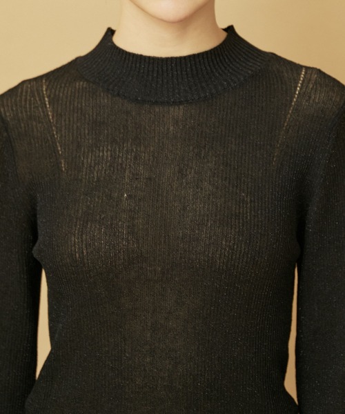 ハイネックラメシアーニット