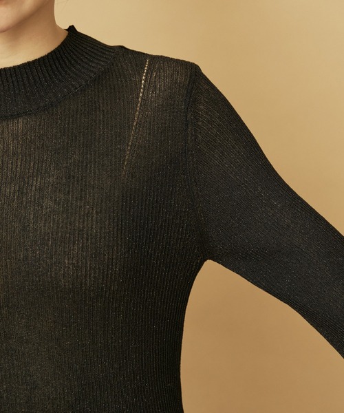 ハイネックラメシアーニット