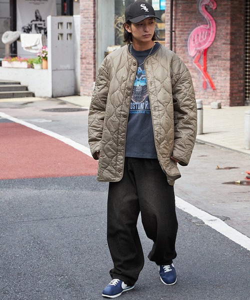 ヴィンテージライクフェード加工カラーワイドデニムパンツ（デニム