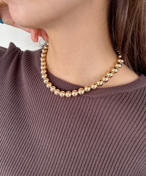 un+frame（アンフレーム）の「big ball chain necklace／BIGボールチェーンネックレス（ネックレス・レディース・シルバー/ゴールド・FREE）」の8枚目の写真