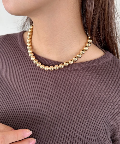 un+frame（アンフレーム）の「big ball chain necklace／BIGボールチェーンネックレス（ネックレス・レディース・シルバー/ゴールド・FREE）」の10枚目の写真