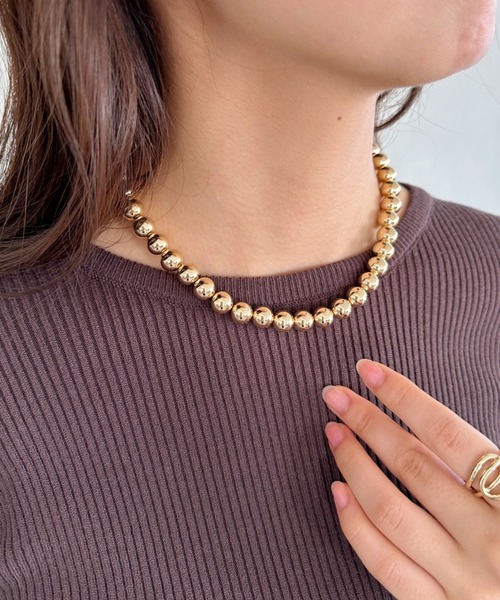 un+frame（アンフレーム）の「big ball chain necklace／BIGボールチェーンネックレス（ネックレス・レディース・シルバー/ゴールド・FREE）」の9枚目の写真