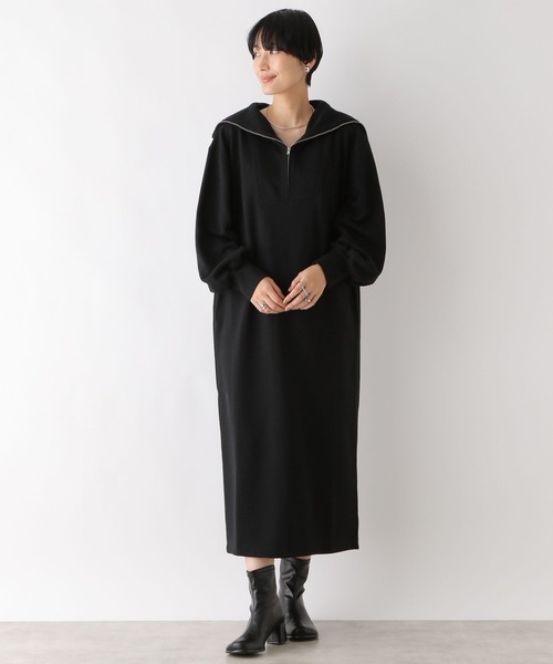 LEPSIM（レプシィム）の「裏毛ハーフジップワンピース　980040（ワンピース・レディース・ブラウン/オフホワイト/ブラック・FREE）」の6枚目の写真