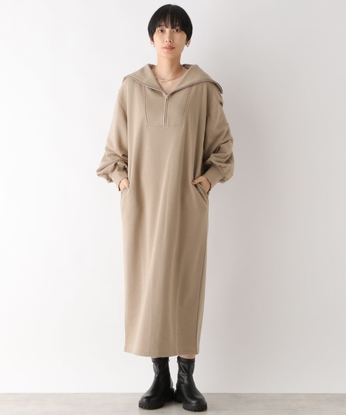 LEPSIM（レプシィム）の「裏毛ハーフジップワンピース　980040（ワンピース・レディース・ブラウン/オフホワイト/ブラック・FREE）」の8枚目の写真