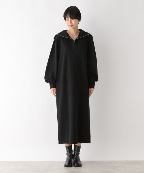 LEPSIM（レプシィム）の「裏毛ハーフジップワンピース　980040（ワンピース・レディース・ブラウン/オフホワイト/ブラック・FREE）」の10枚目の写真