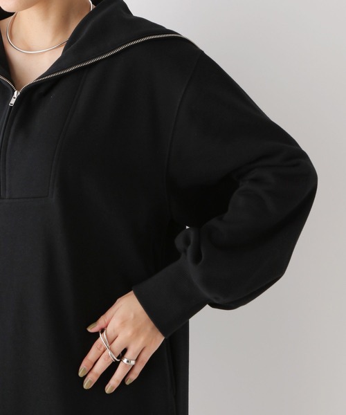 LEPSIM（レプシィム）の「裏毛ハーフジップワンピース　980040（ワンピース・レディース・ブラウン/オフホワイト/ブラック・FREE）」の14枚目の写真