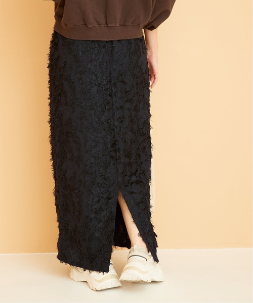 B.C STOCK（ベーセーストック）の「《追加》【Gleamy/グリーミー】ジャガードスカート（スカート・レディース・アイボリー/ブラック・FREE）」の5枚目の写真