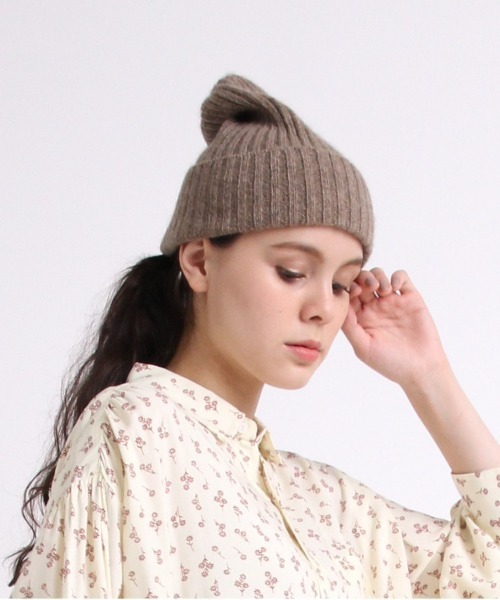 RNA-N（アールエヌエーエヌ）の「E4729 カシミヤニットキャップ（ニットキャップ/ビーニー・レディース・チャコールグレー/ライトブラウン・FREE）」の2枚目の写真