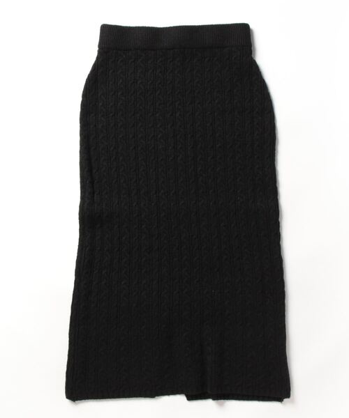 Q（キュー）の「ケーブルニットスカート（スカート・レディース・ブラック/ベージュ・MEDIUM）」の10枚目の写真