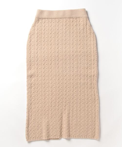 Q（キュー）の「ケーブルニットスカート（スカート・レディース・ブラック/ベージュ・MEDIUM）」の11枚目の写真