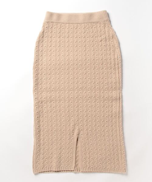 Q（キュー）の「ケーブルニットスカート（スカート・レディース・ブラック/ベージュ・MEDIUM）」の12枚目の写真