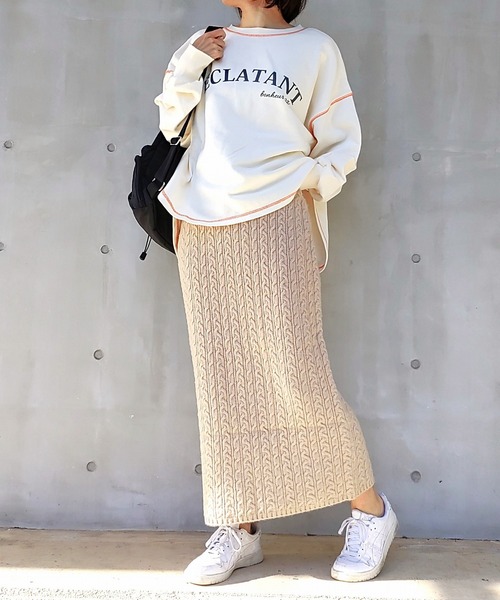 Q（キュー）の「ケーブルニットスカート（スカート・レディース・ブラック/ベージュ・MEDIUM）」の19枚目の写真