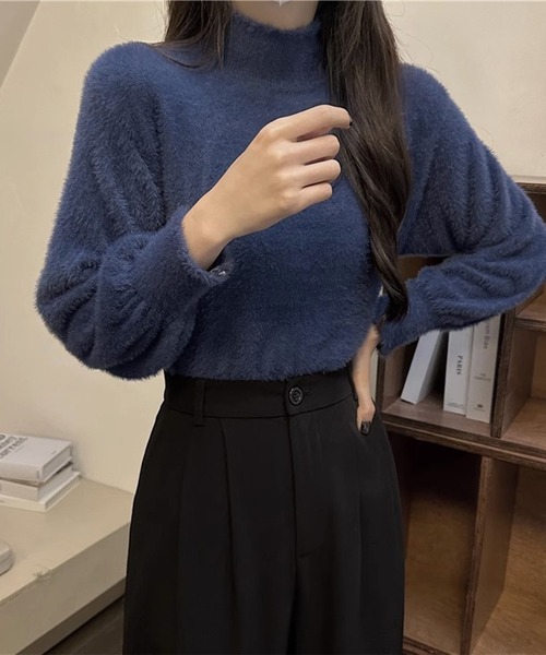 極美品♡ルネ♡ニットプルオーバー フォックス混ボトルネックニットプルオーバー/le.coeur blanc
