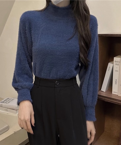 セール】ふわふわシャギーハイネックプルオーバー（ニット