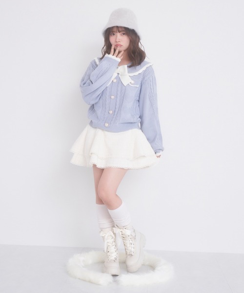 Honey Cinnamon（ハニーシナモン）の「配色スカラップハートニット