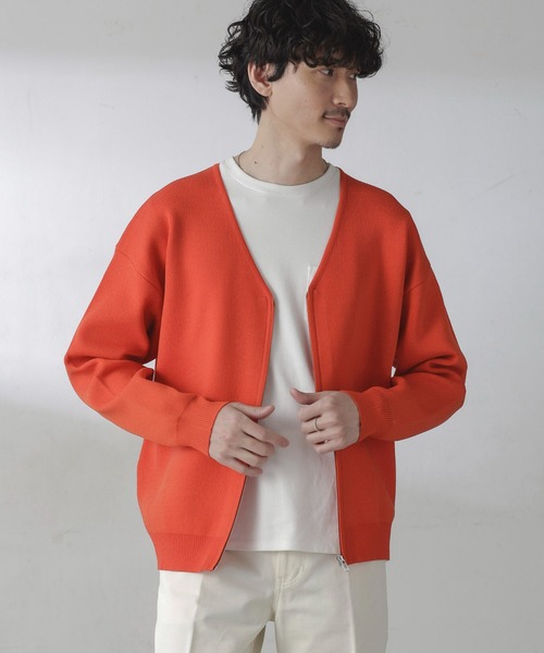 NANO universe（ナノユニバース）の「ZIPカーディガン（カーディガン/ボレロ・メンズ・ブラック/オレンジ/チャコール/グリーン・M/L）」の4枚目の写真