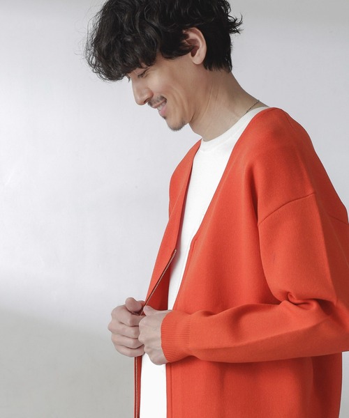 NANO universe（ナノユニバース）の「ZIPカーディガン（カーディガン/ボレロ・メンズ・ブラック/オレンジ/チャコール/グリーン・M/L）」の7枚目の写真