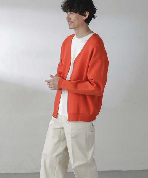 NANO universe（ナノユニバース）の「ZIPカーディガン（カーディガン/ボレロ・メンズ・ブラック/オレンジ/チャコール/グリーン・M/L）」の9枚目の写真