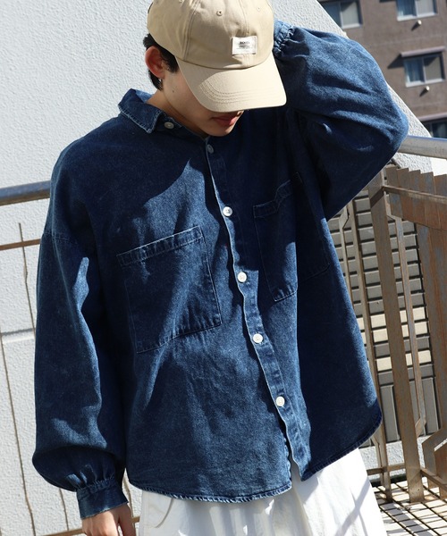 WESTSEA(ウエストシー)の「6oz インディゴデニム オーバーサイズ カジュアルシャツ 長袖(シャツ/ブラウス・メンズ・ネイビー/ブラック・M/L/XL)」の1枚目の写真