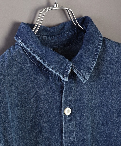 WESTSEA(ウエストシー)の「6oz インディゴデニム オーバーサイズ カジュアルシャツ 長袖(シャツ/ブラウス・メンズ・ネイビー/ブラック・M/L/XL)」の10枚目の写真