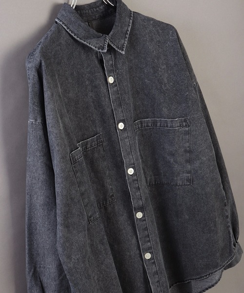 WESTSEA(ウエストシー)の「6oz インディゴデニム オーバーサイズ カジュアルシャツ 長袖(シャツ/ブラウス・メンズ・ネイビー/ブラック・M/L/XL)」の4枚目の写真
