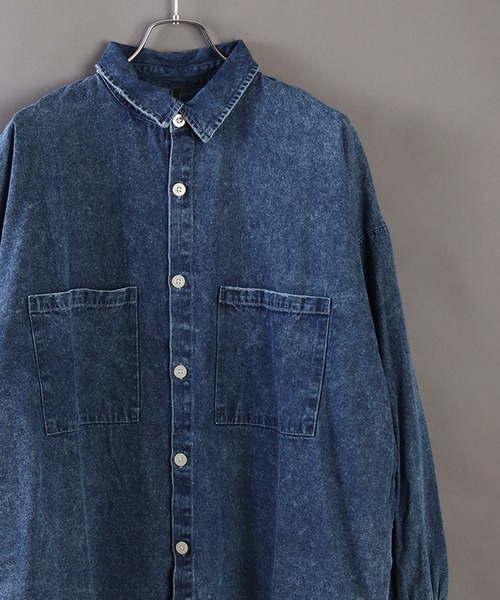 WESTSEA(ウエストシー)の「6oz インディゴデニム オーバーサイズ カジュアルシャツ 長袖(シャツ/ブラウス・メンズ・ネイビー/ブラック・M/L/XL)」の9枚目の写真