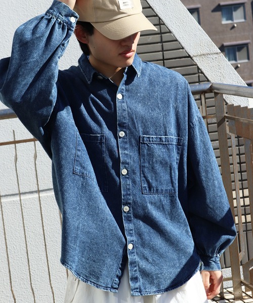 WESTSEA(ウエストシー)の「6oz インディゴデニム オーバーサイズ カジュアルシャツ 長袖(シャツ/ブラウス・メンズ・ネイビー/ブラック・M/L/XL)」の14枚目の写真