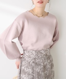 衿ぐり刺繍スカラップニット
