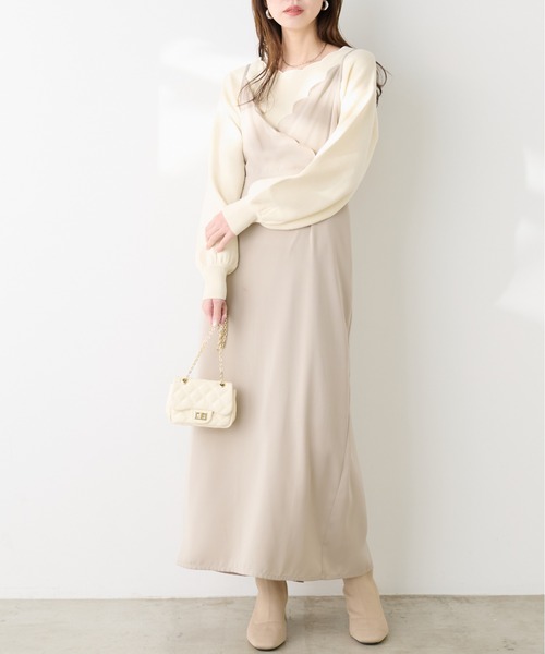 natural couture(ナチュラルクチュール)の「衿ぐり刺繍スカラップニット(ニット/セーター・レディース・ブラック/オフホワイト/ミント/グレイッシュベージュ/ラベンダー・FREE)」の9枚目の写真