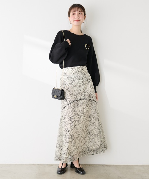 natural couture(ナチュラルクチュール)の「衿ぐり刺繍スカラップニット(ニット/セーター・レディース・ブラック/オフホワイト/ミント/グレイッシュベージュ/ラベンダー・FREE)」の13枚目の写真