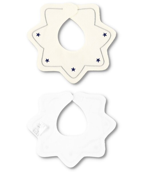 BRANSHES(ブランシェス)の「【ベビー】星刺繍ワッフルスタイ(スタイ/よだれかけ・キッズ・アイボリー/ブルー・FREE)」の4枚目の写真