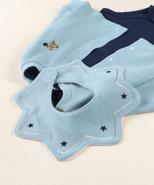 BRANSHES(ブランシェス)の「【ベビー】星刺繍ワッフルスタイ(スタイ/よだれかけ・キッズ・アイボリー/ブルー・FREE)」の14枚目の写真