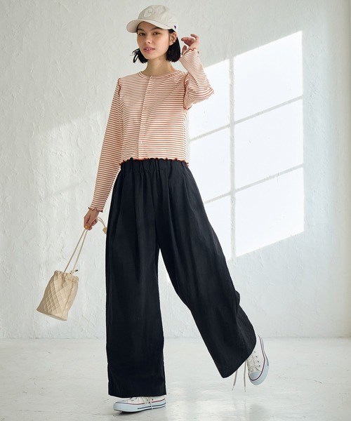 【新品タグ付き】ロペ　タックパンツ　ブラック・ネイビー タックカーブパンツ | 大きいサイズ レディース専門店 CLETTE