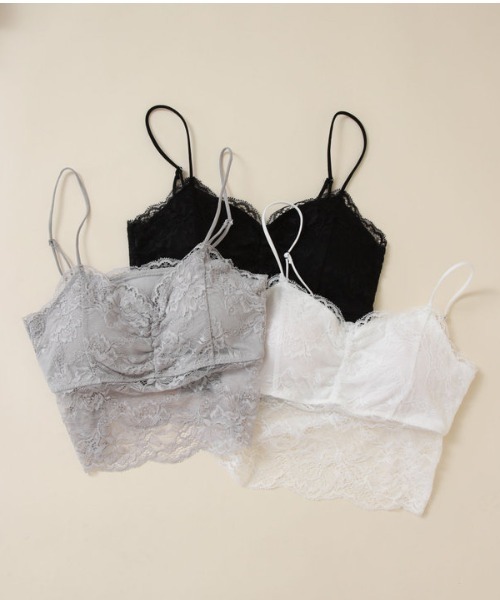 archives（アルシーヴ）の「クロップドレースキャミソール（キャミソール・レディース・グレー/オフホワイト/ブラック・MEDIUM）」の4枚目の写真