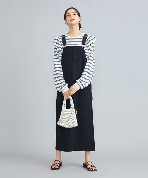 PENNEYS(ぺニーズ)の「PENNEYS(ぺニーズ)別注カツラギジャンパースカート(ジャンパースカート・レディース・ナチュラル/ネイビー・M/L)」の3枚目の写真