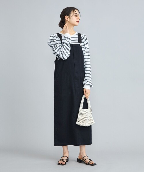 PENNEYS(ぺニーズ)の「PENNEYS(ぺニーズ)別注カツラギジャンパースカート(ジャンパースカート・レディース・ナチュラル/ネイビー・M/L)」の4枚目の写真
