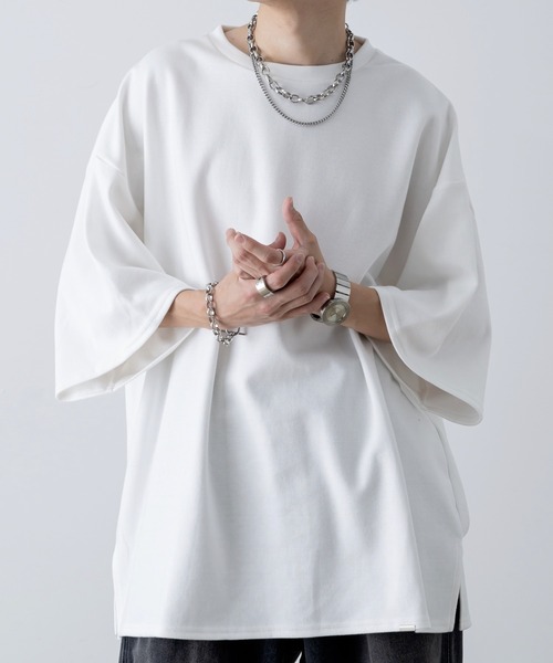 INTER FACTORY（インターファクトリー）の「ファッションインフルエンサー しの  - Heavy Weight Cotton Punch Half Sleeve Tee / ヘビーウェイトコットンポンチハーフスリーブTシャツ　made in INTER FACTORY（Tシャツ/カットソー・メンズ・ホワイト/ブラック/グレー/ブルー・SMALL/MEDIUM/LARGE）」の7枚目の写真